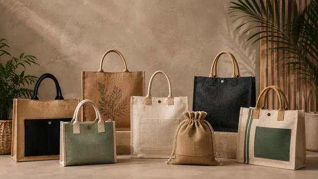 Colourful jute bags wholesale display India